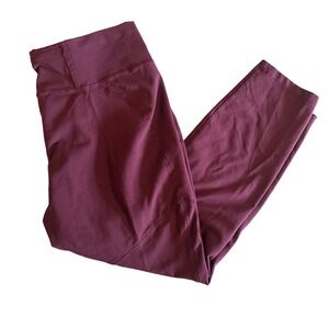 Susan Graver Weekend Burgundy Active Leggings LP Petite Back Zip Pocket Wine Red